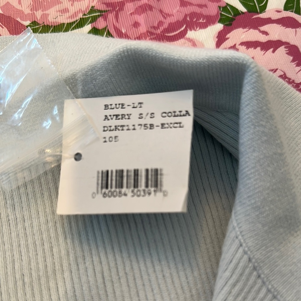 Intermix Light Blue Button-Up Ribbed Top - Picture 3 of 4